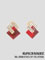 AC0469 boucles d'oreilles  grosses pierres rouge et blanc