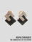 AC0472 boucles d'oreilles  grosses pierres noir et cristal