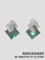 AC0508 boucles d'oreilles  grosses pierres vert fonc et cristal