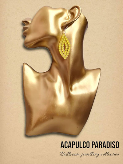 Boucles d'oreilles de danse faites � la main-Jaune