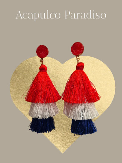 AC0531 boucles d'oreilles � franges de couleur de drapeau fran�ais