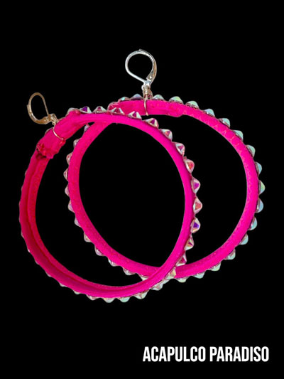 Boucle d'oreilles /grand anneau fuchsia