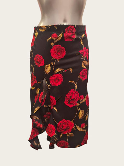 Black tango skirt with roses
