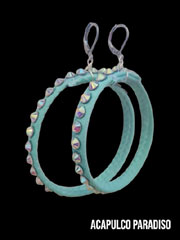 Boucle d'oreilles /grand anneau vert d'eau