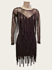 Lucia - Robe de danse latine  franges, manche longue