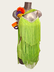 Robe de danse latine fluo vert  franges