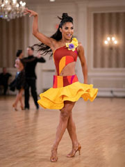 Coralie tropical Sunset One-Shoulder Latin Dance Dress