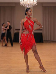 Tara deep red latin dance dress